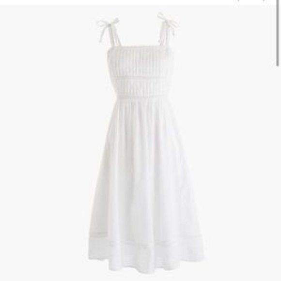 NWT | J Crew White Point Sur Tie Strap Midi Dress | Size 4 | White - Picture 1 of 5